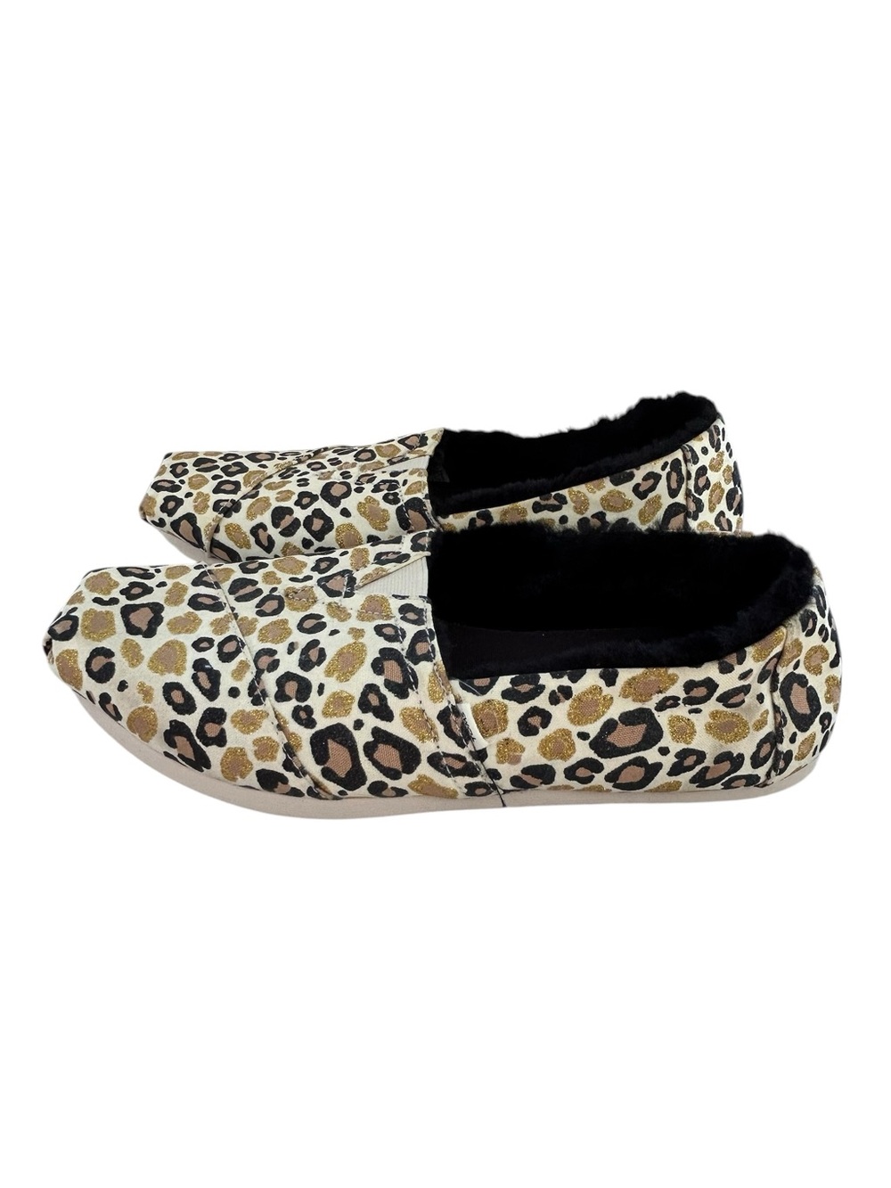 TOMS Natural Glitter Cheetah Alpargata Shoes 8.5